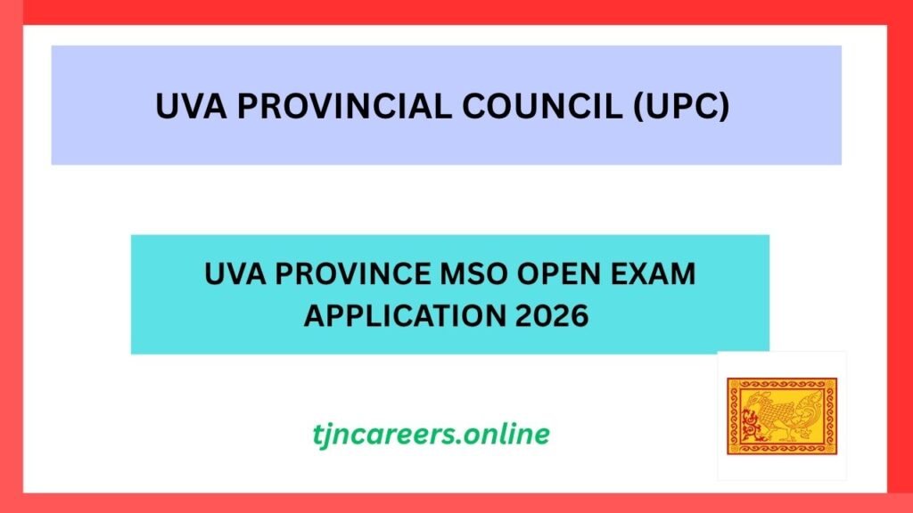 Uva Province MSO Open Exam Application 2026 (Job Vacancies)
