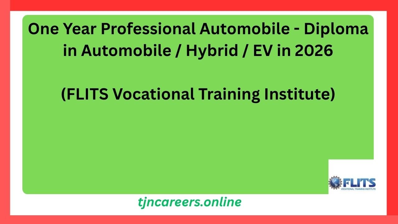 One Year Professional Automobile -  Diploma in Automobile / Hybrid / EV in 2026