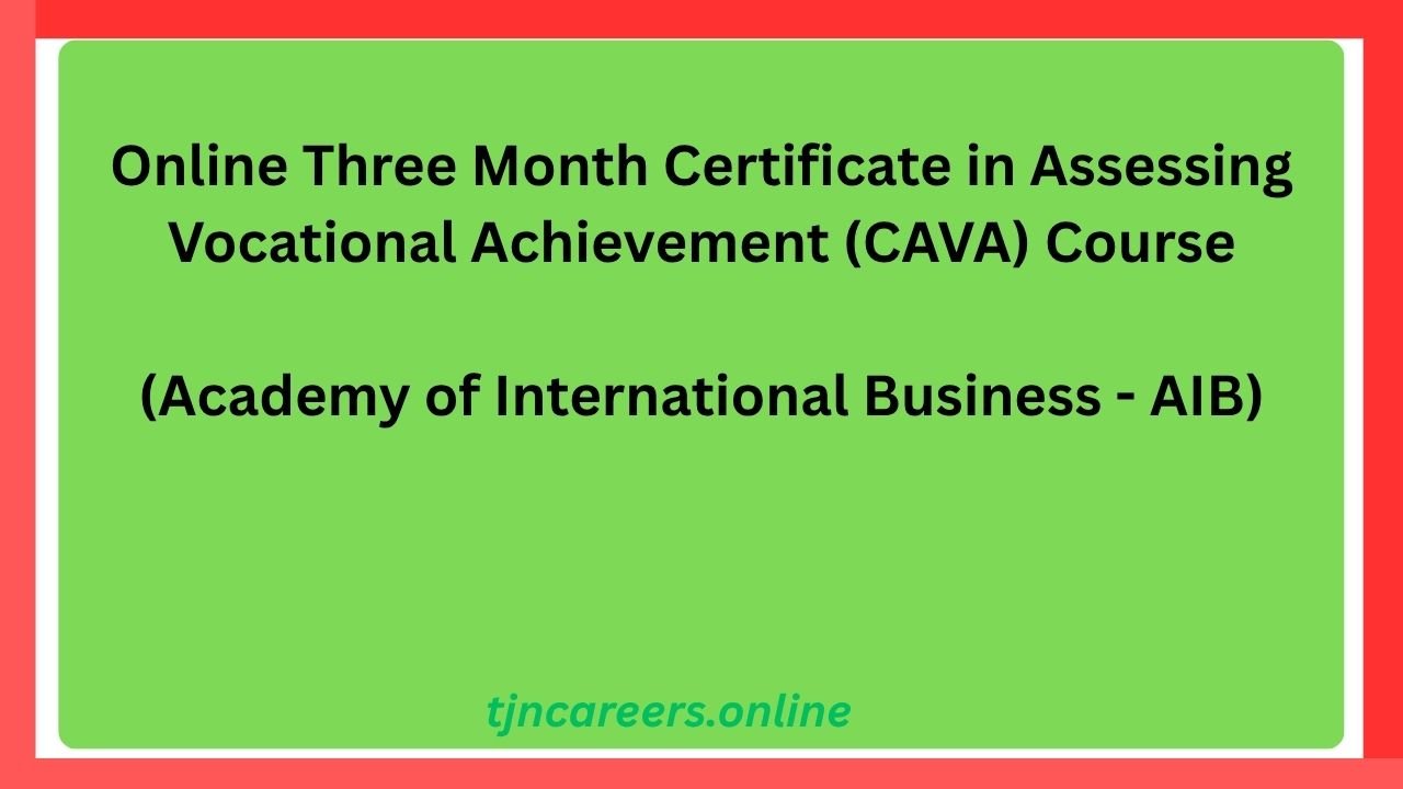 Online Three Month Certificate in Assessing Vocational Achievement (CAVA) Course in 2026